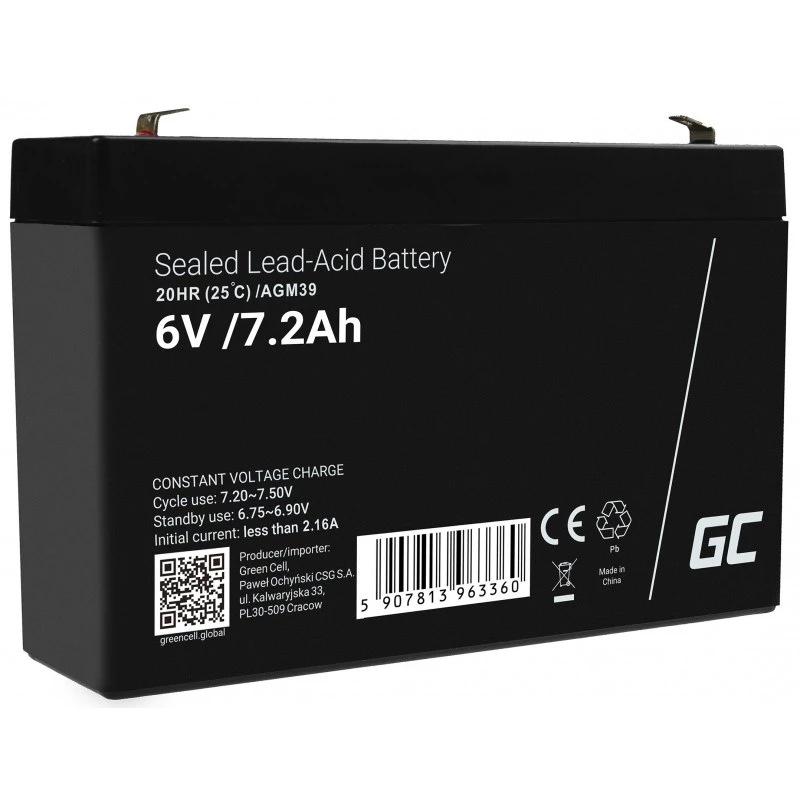 roheline Cell AGM39 tööstuslik akupank 7200 mAh 6 V