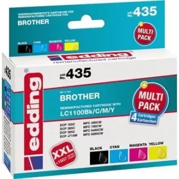 edding printer cartridges EDD-435 must, tsüaan, magenta, kollane, ühildub Brother LC-1100BK/C/M-ga