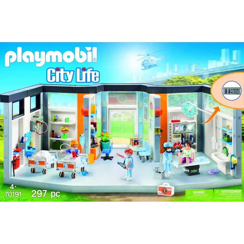 Mängufiguur Playmobil 70191 Mööbliga haigla tiib 297 tükki