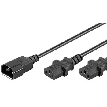 Microconnect PE061318 toitekaabel must 1,8 m C14 pistik 2 x C13 pistik