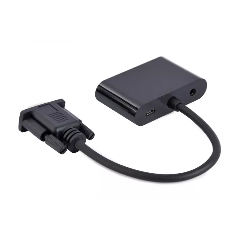 Video kaabli adapter GEMBIRD A-VGA-HDMI-02 0,15 m — HDMI + VGA (D-Sub) emane -> VGA (D-Sub) isane, must