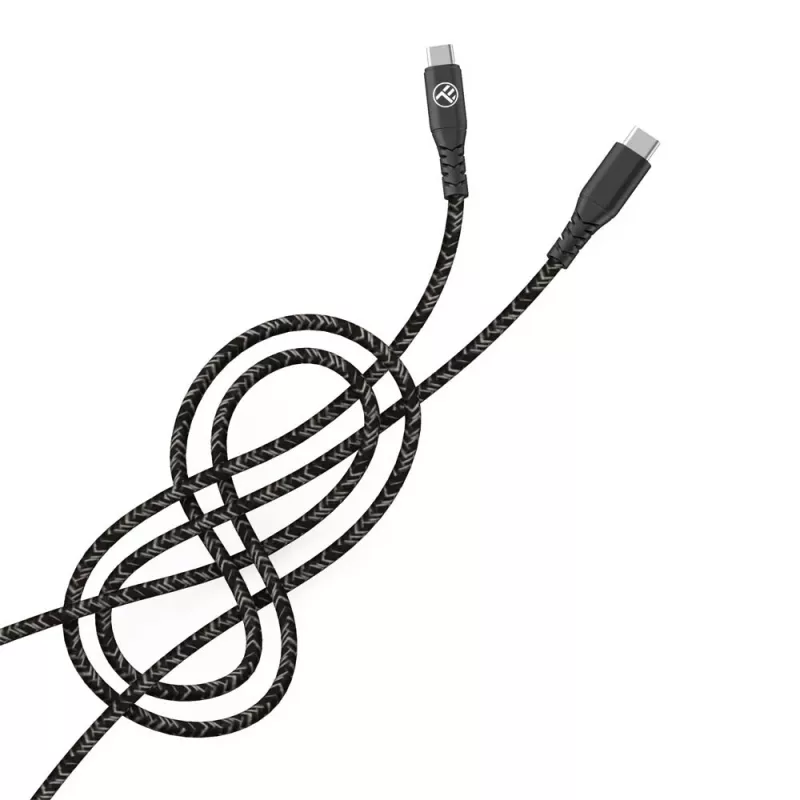 USB USB-C to USB-C andmekaabel Tellur TLL155471, 1 m, 3 A, 60 W PD, nailonpunutud, must