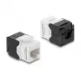 Keystone moodul DELOCK RJ45 to LSA Cat.6 UTP tööriistavaba, lame ehitus, 16,2×28,2×19,4 mm, must/valge