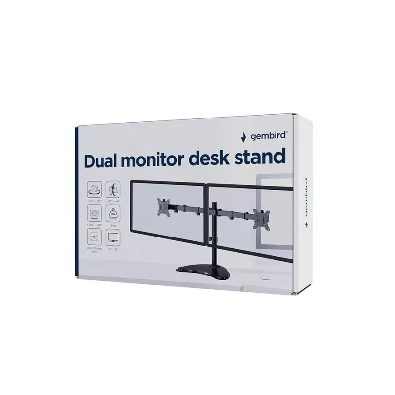 Gembird MS-D2ST-02 monitori laualaud (pööratav, kallutatav, pöörlev), 13”-32”, must