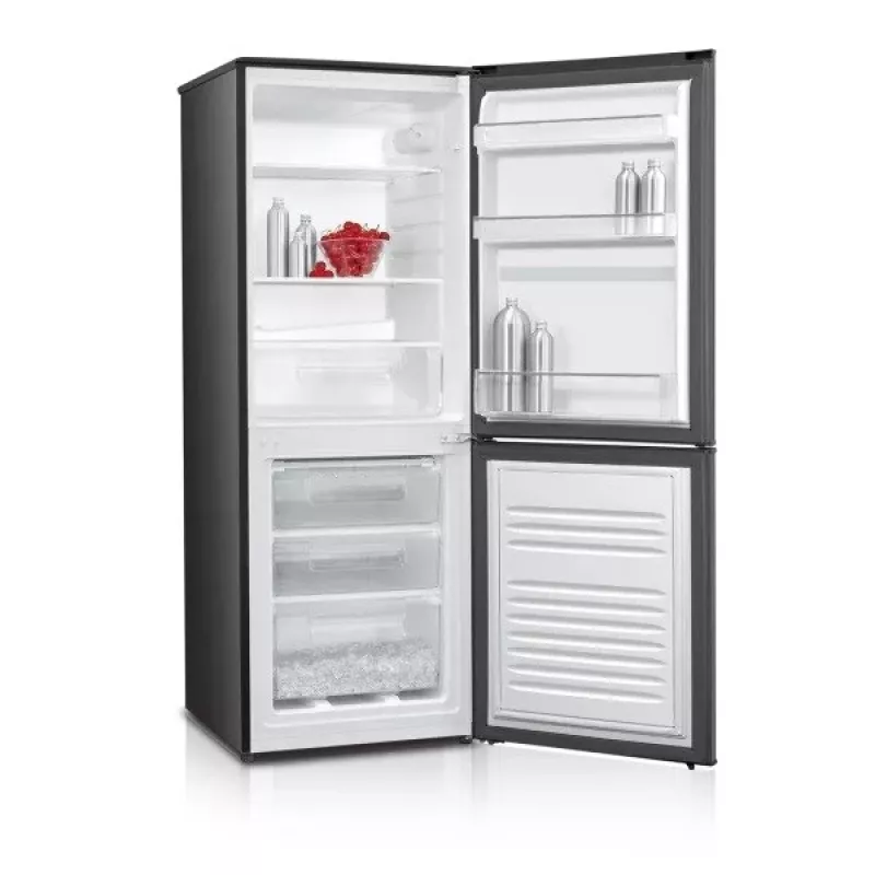 Külmik-sügavkülmik MPM MPM-215-KB-39/E — 215 L, alumine sügavkülmik, tume inox, pööratavad uksed, LED-valgusti