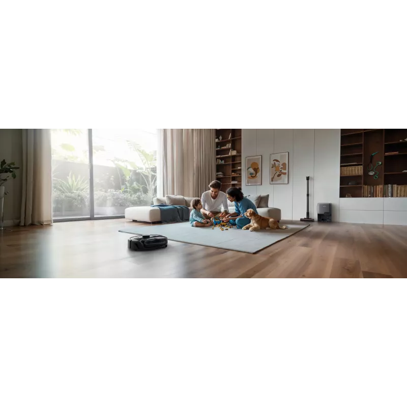 Robot vacuum Eufy E20 Must — round, dust-bag base station, 150 min runtime, 35 cm diameter