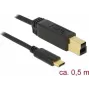 USB-kaabel DeLOCK 83674 USB 3.2 Gen 2 0,5 m USB C USB B must