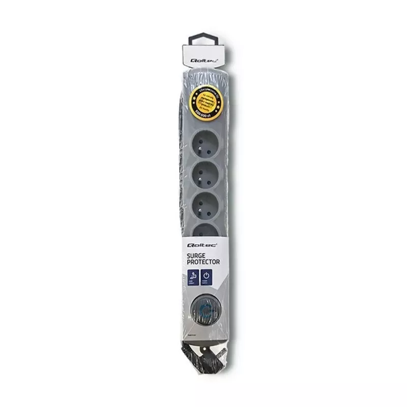 Liigpingekaitse Qoltec 50165 Hall 6 vahelduvvoolupistikupesa 230 V 1,8 m