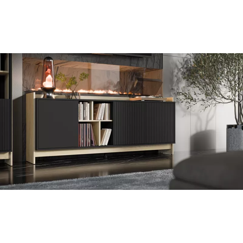 Cama PORTO 3D kummut 190x38x77 tamm/must