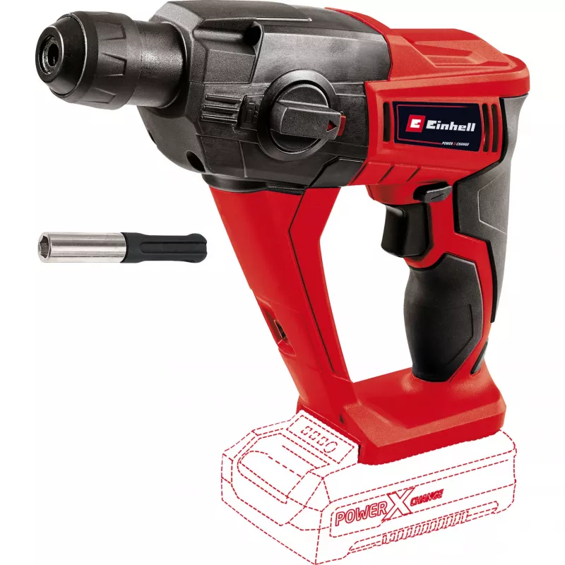 Juhtmeta lööktrell EINHELL Power X-Change TE‑HD 18 Li, 18V, Li‑Ion 4.0 Ah Plus, puuride ja peitlite komplektiga