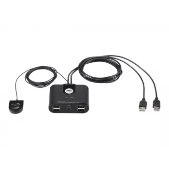 USB 2.0 2-pordiline välisseadmete jagamise seade ATEN US224AT — USB Type-A, 1,8 m kaabel, must