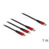 USB-laadimiskaabel DeLOCK 3-in-1 USB USB-C kuni Lightning, Micro USB, USB USB-C 1 m must, punane