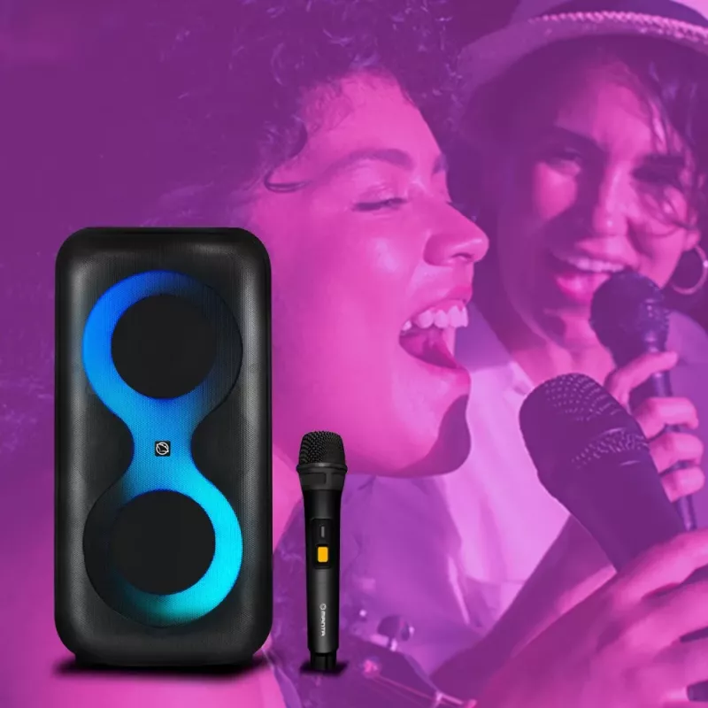 Kaasaskantav muusikakeskus MANTA SPK0401B100 Bluetooth-kõlar, 100 W tippvõimsus, FM-raadio, karaoke, sisseehitatud aku, X-BASS