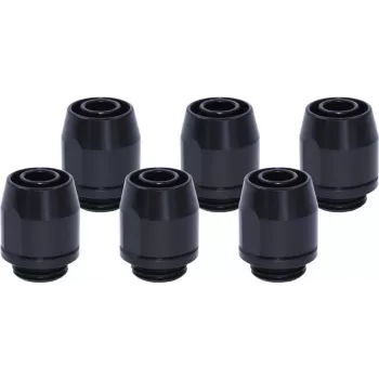 Alphacool HF keermestatud liitmik TPV Metal - 12,7/7,6 mm sirge - must - 6 tk komplekt (17454)