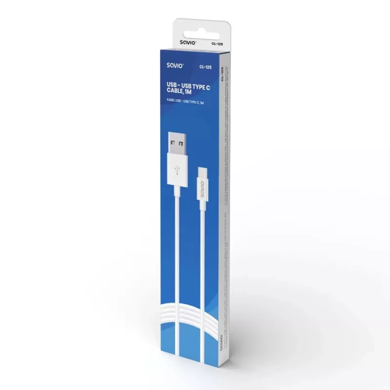 Savio CL-125 USB-kaabel USB 2.0 1 m USB A USB C Valge