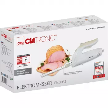 Elektriline nuga CLATRONIC EM 3062, käsitoidulõikur, valge, roostevabast terasest terad, 160 W