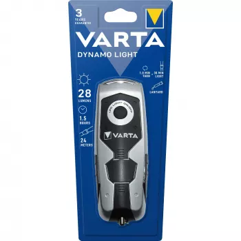 Varta Dynamo Light LED - käsitaskulamp - Must - Hall - Plastik - 3 lampi - 28 lm - 26 m