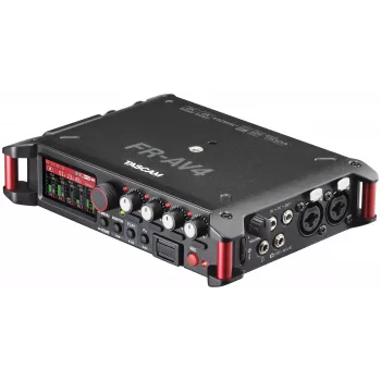 Kaasaskantav helisalvesti Tascam FR-AV4 — 6 kanaliga, 4 XLR kombosisendit + 2x 3,5 mm sisendit, 24/32-bitine, 48/96/192 kHz, MicroSD kuni 512 GB, USB-C, PD