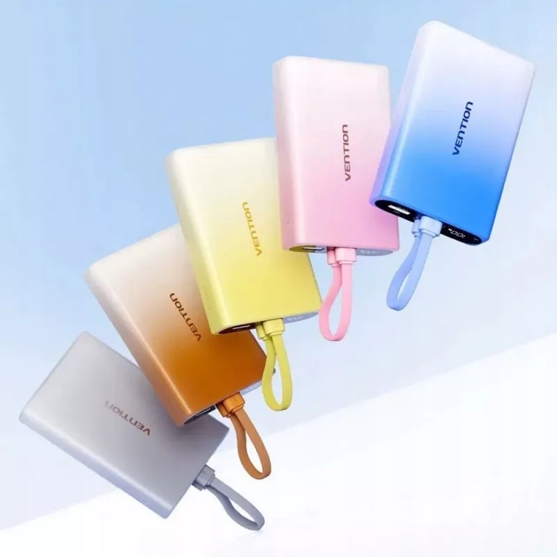 Kaasaskantav laadija Vention 10000 mAh, USB-C, Lightning ja USB-A, 22,5 W väljund, vask