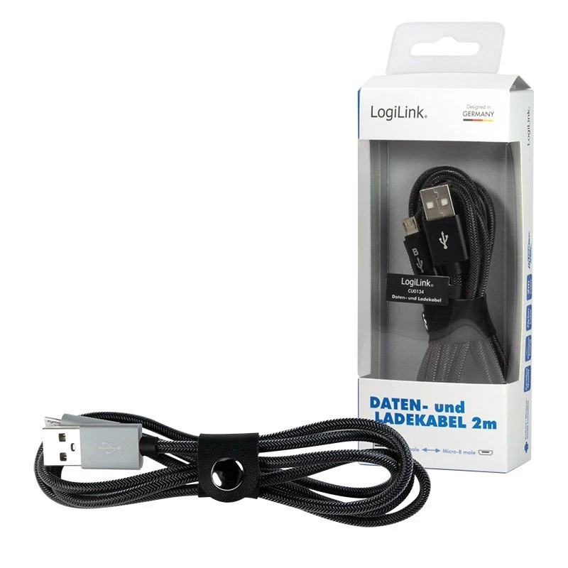 Sünkroonimis- ja laadimiskaabel USB-A – Micro-B isane, 2 m