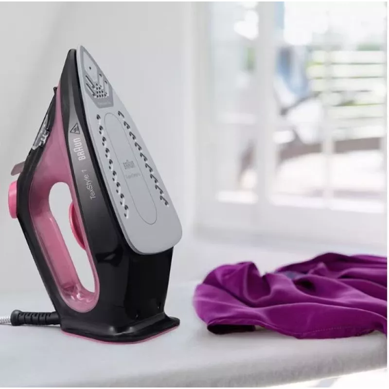 Braun TexStyle 1 kuiv- ja aurutriikraud keraamilise tallaga 2000 W must, lilla