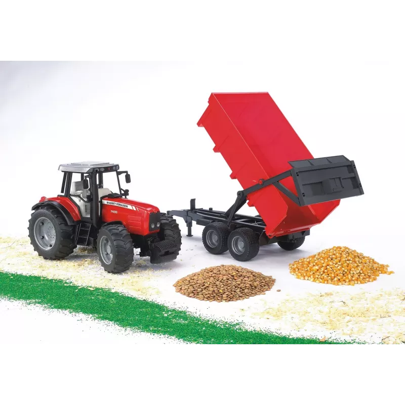 Traktorimudel BRUDER Massey Ferguson 7480 kallutuskärruga
