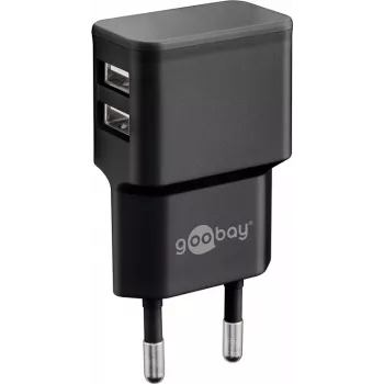 Wentronic goobay Dual USB laadija - toiteplokk - 12 W - 2,4 A - 2 väljundporti (USB) - must (44951)