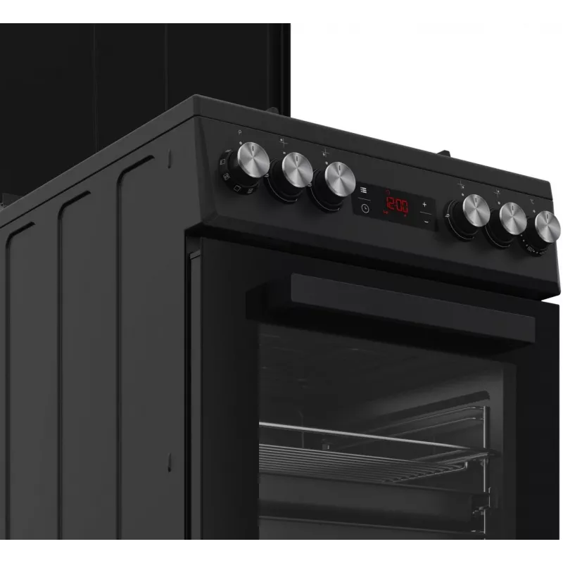 Eraldiseisev pliit BEKO FSM52331DBDS, gaasipliit 4 põletiga (2900/2000/2000/1000 W), elektriahi 60 L, 60 cm, energiaklass A, must