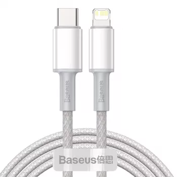 USB-C–Lightning Baseus tihedalt punutud kaabel, 20W, PD, 2m (valge)