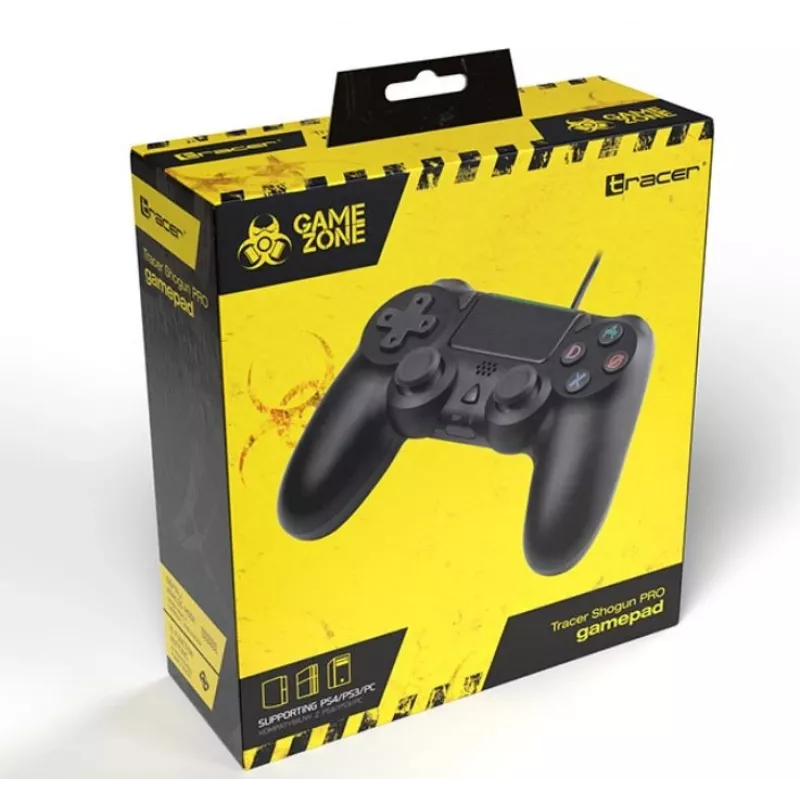 Juhtmega mängupult TRACER SHOGUN PRO Must — 16 nuppu, analoog/digitaalne, 1,5 m kaabel, vibratsioon, PC/PS4/PS3
