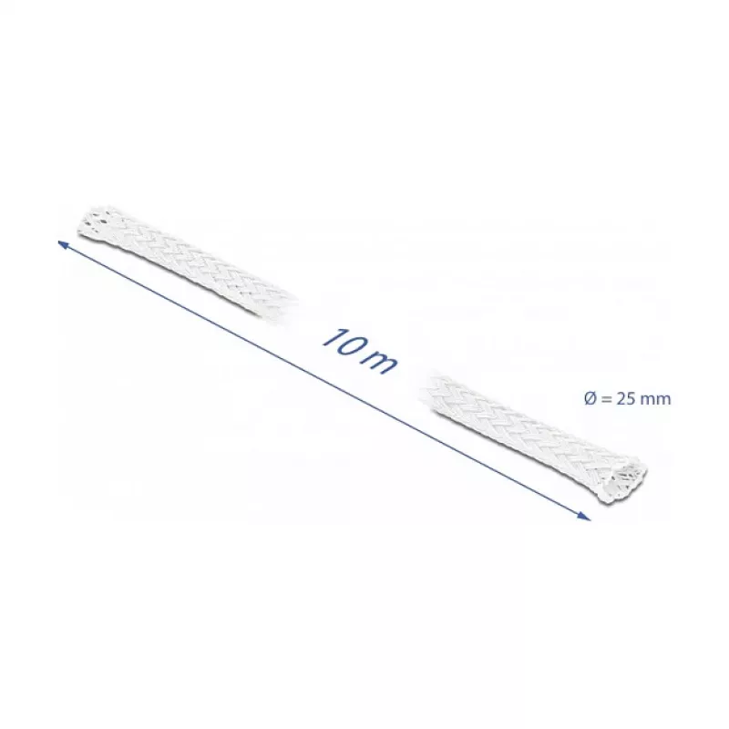 Põimitud kaitseümbris DeLOCK 20806 10 m x 25 mm valge