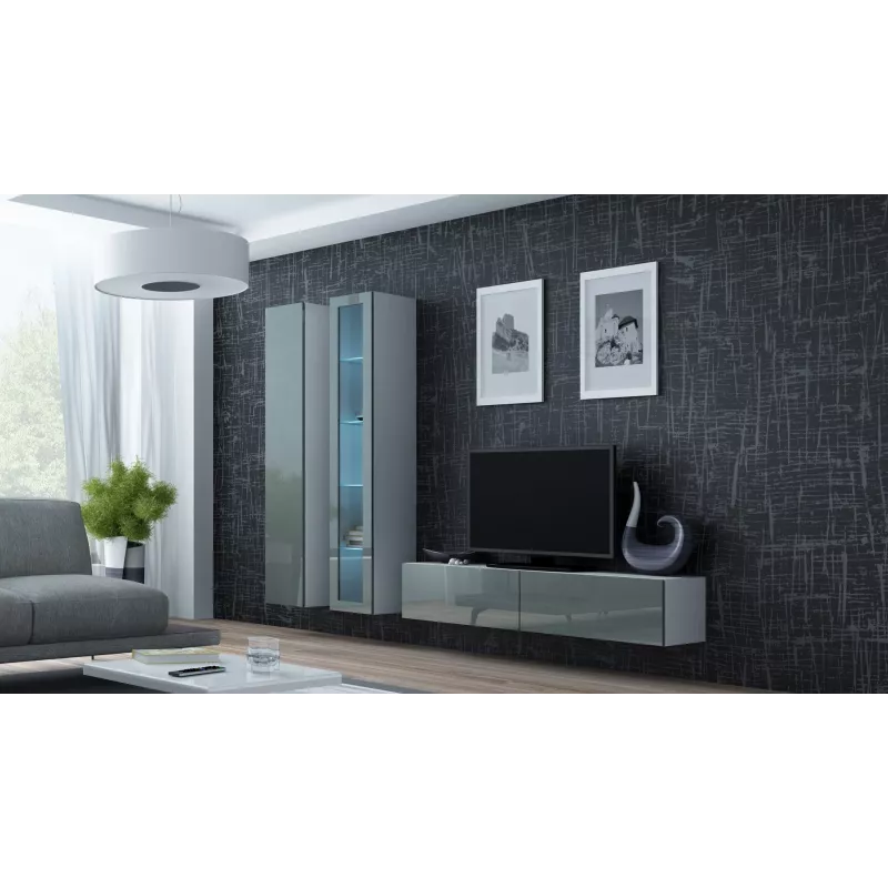 Cama Vitriinkapp VIGO '180' 180/40/30 valge/hall läikiv