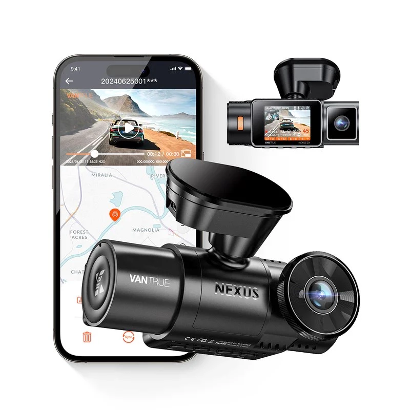 Auto pardakaamera VANTRUE N2X LTE — 2.7K Ultra HD, SONY STARVIS 2 IMX675 põhikaamera, 158° F/1.8, 2 kanaliga, GPS, Wi‑Fi, IPS 2 tolli ekraan