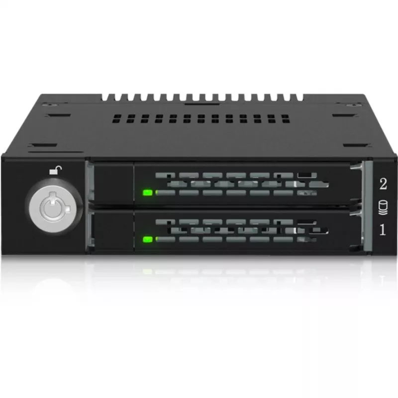 ICY DOCK - ToughArmor - MB834MK-B V2 - 2x M.2 NVMe kuni 1x 3,5-tolline pesa mobiilne raam metallist võtmelukuga SlimSAS 4i must