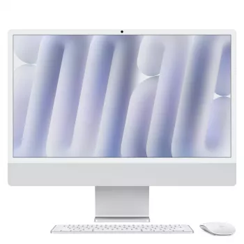iMac 24 Retina 4.5k Display M4, hõbedane, M4 (10-CPU/10-GPU), 16 GB, 512 GB, standardklaas, Touch ID, saksa, Gigabit Ethernet, Magic hiir, MWUV3D/A