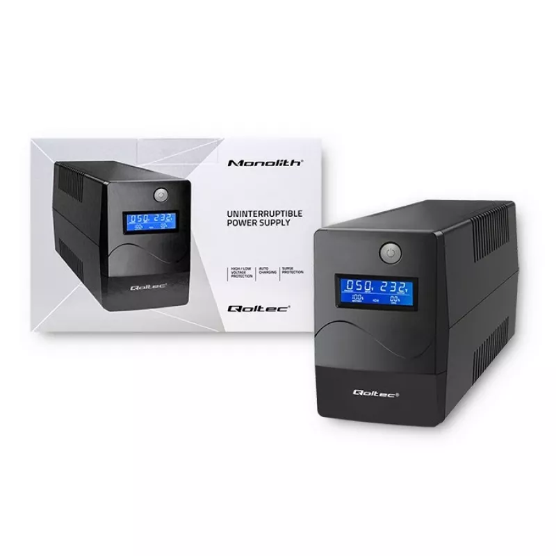 Qoltec Monolith katkematu toiteallikas (UPS) topeltmuundus (Online) 0,45 kVA 240 W 2 pistikupesa