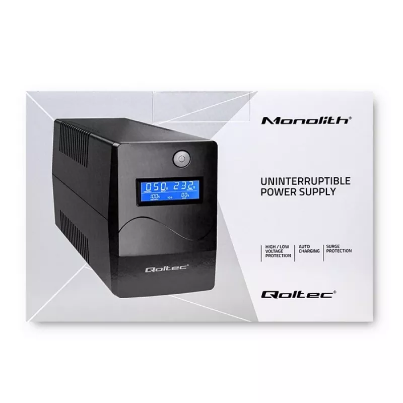 Qoltec Monolith UPS Double-conversion Online 0,65 kVA 360 W 2 AC-pistikupesa