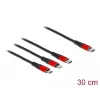 USB-laadimiskaabel DeLOCK 86710 3-ühes USB USB-C – Lightning – Micro USB 30 cm must punane