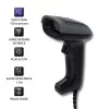 Käeshoitav vöötkoodilugeja QOLTEC 50863 — 1D/2D skanner, USB-juhtmega, LED-andur, must, 5V, 1,8 m kaabel