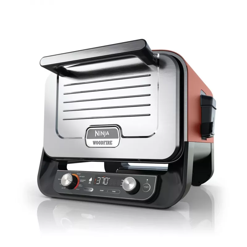 Ninja OO101EU välisgrill/barbeküü Elektriline + Söegrill Must, Punane, Hõbedane 2400 W