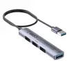 USB-jaotur Unitek H1208CGY01 — 4-pordiline USB 3.0 (5 Gbps), tagasiühilduv USB 2.0-ga, alumiinium