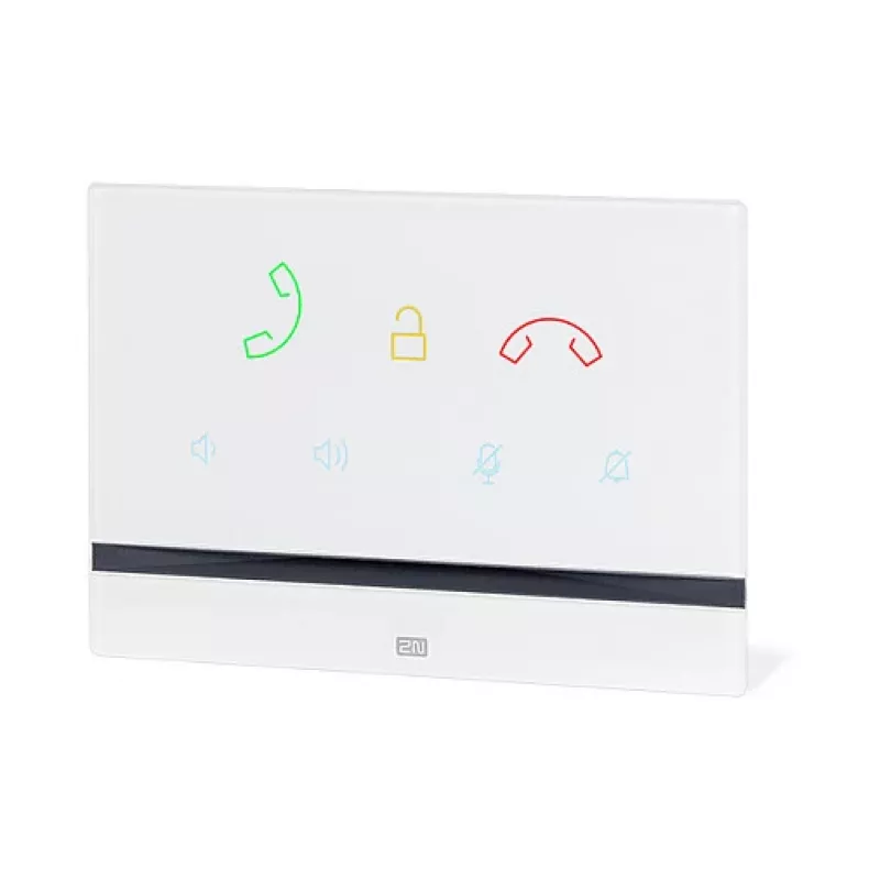 Intercom panel 2N Indoor Talk Valge — juhtmega, karastatud klaas, seinale kinnitatav, 185×128×48,2 mm