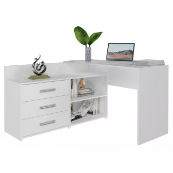 Corner Computer Desk Topeshop DANY BIEL KPL Valge Rectangular Particle Board