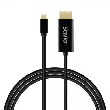 USB-C kaabel SAVIO CL-191 2 m — USB-C to USB-C, isane-isanele, must, plastikkest, vaskjuht