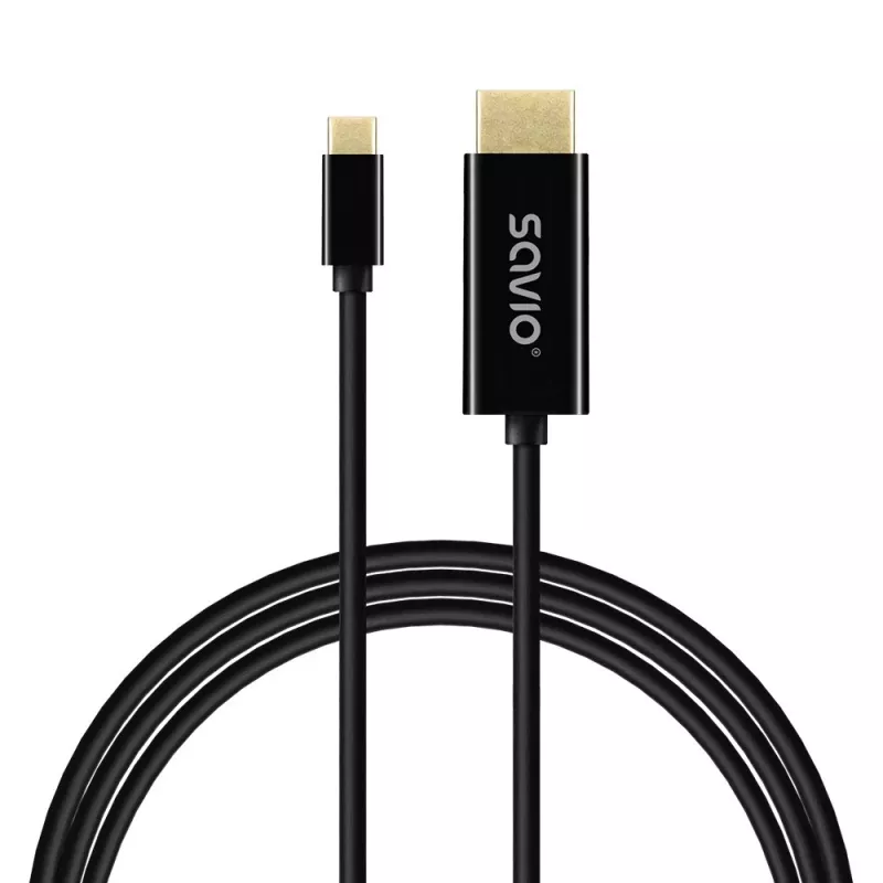 USB-C kaabel SAVIO CL-191 2 m — USB-C to USB-C, isane-isanele, must, plastikkest, vaskjuht