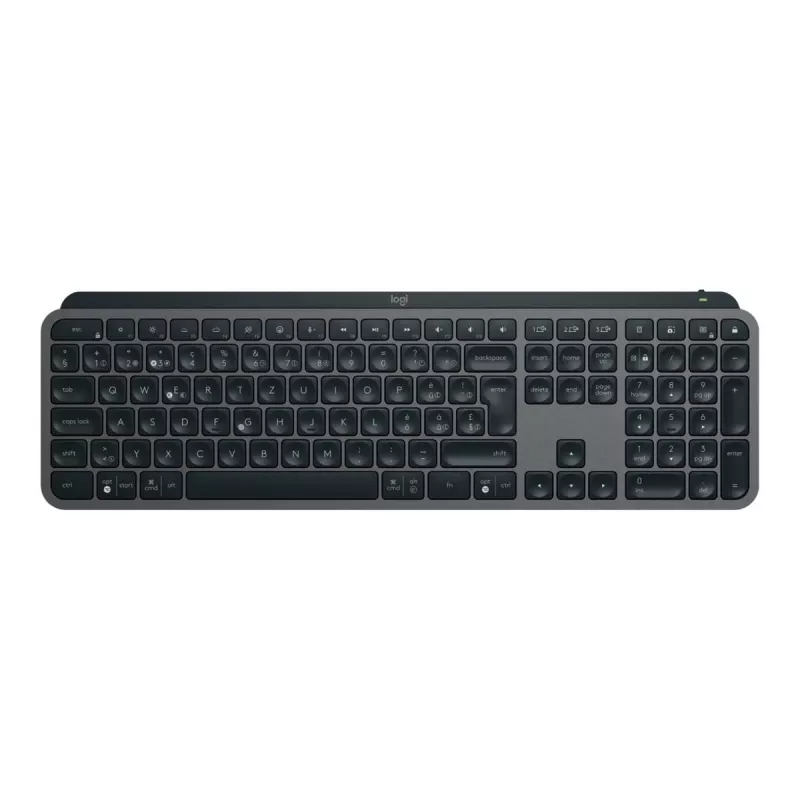 Traadita täissuuruses klaviatuur Logitech Master MX Keys S — Graphite, Bluetooth ja 2,4 GHz (Nano), USB-C laetav, taustvalgustusega, QWERTY US International