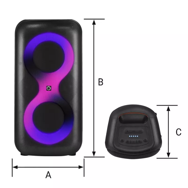 Kaasaskantav muusikakeskus MANTA SPK0401B100 Bluetooth-kõlar, 100 W tippvõimsus, FM-raadio, karaoke, sisseehitatud aku, X-BASS