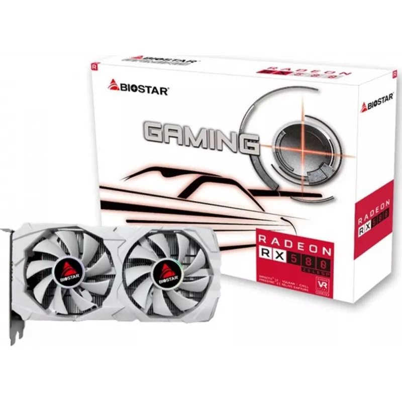 Graafikakaart BIOSTAR Radeon RX 580 8 GB GDDR5, 256-bit, PCIe 3.0 x16, kahe ventilaatoriga, 1x HDMI, 2x DisplayPort