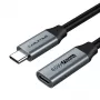 USB 3.0 Type-C (M) - USB Type-C (F) pikenduskaabel, 5Gbps, 60W, 4K/60Hz, 0.5m