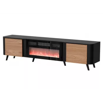 TV-kapp Cama Meble Volare 200 x 39 x 49 cm must/pähkel kaminaga